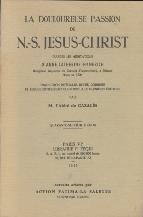 Livrenpoche : La douloureuse passion de N-S Jésus-Christ - Abbé De Cazalès - Livre