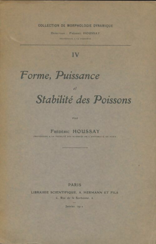 Livrenpoche : Forme, puissance et stabilité des poissons - Frédéric Houssay - Livre
