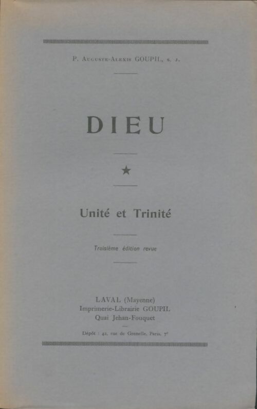 Livrenpoche : Dieu Tome I - Auguste-Alexis Goupil - Livre