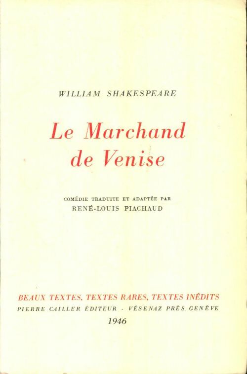 Livrenpoche : Le marchand de Venise - William Shakespeare - Livre