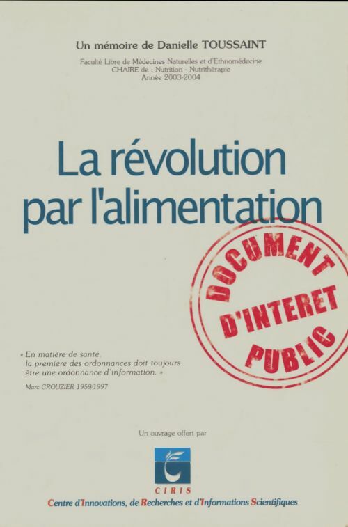 Livrenpoche : La révolution par l'alimentation - Danielle Toussaint - Livre