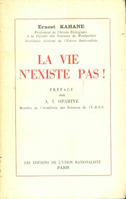 Livrenpoche : La vie n'existe pas ! - Ernest Kahane - Livre