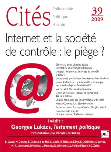 Livrenpoche : Cités 2009 n°39 : Internet et société de contrôle : le piège ? - Collectif - Livre