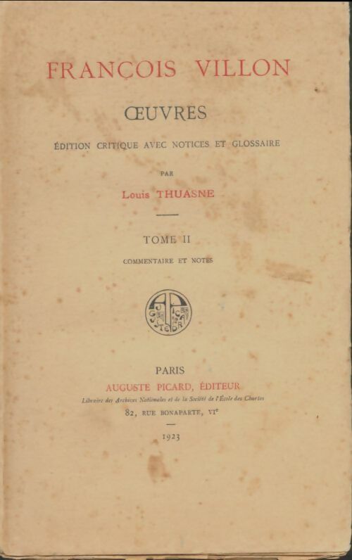 Livrenpoche : Oeuvres Tome II - François Villon - Livre
