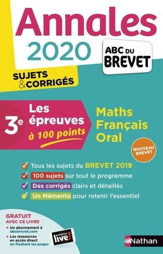 Livrenpoche : Annales ABC du Brevet 2020 Les épreuves à 100 points - Collectif - Livre