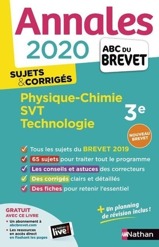 Livrenpoche : Annales ABC du Brevet 2020 Physique-Chimie-SVT-Techno - Nicolas Coppens - Livre
