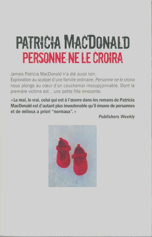 Livrenpoche : Personne ne le croira - Patricia J. MacDonald - Livre