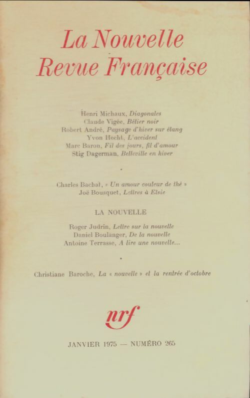 Livrenpoche : La nouvelle revue française n°265 - Collectif - Livre