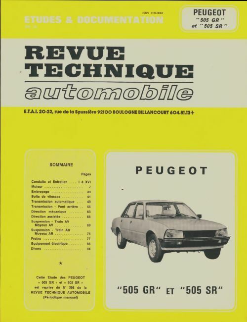 Livrenpoche : Peugeot 505 GR et 505 SR - Collectif - Livre