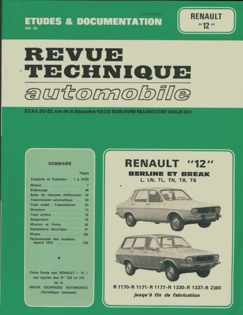 Livrenpoche : Renault 12 berline et break - Collectif - Livre