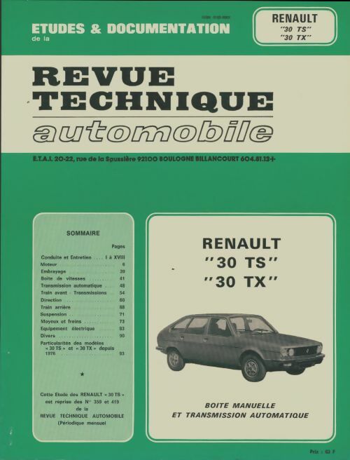 Livrenpoche : Renault 30 TS et 30 TX - Collectif - Livre