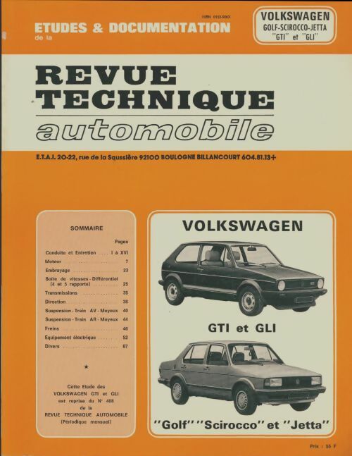 Livrenpoche : Volkswagen Golf; Scirocco, Jetta GTI ET GLI - Collectif - Livre