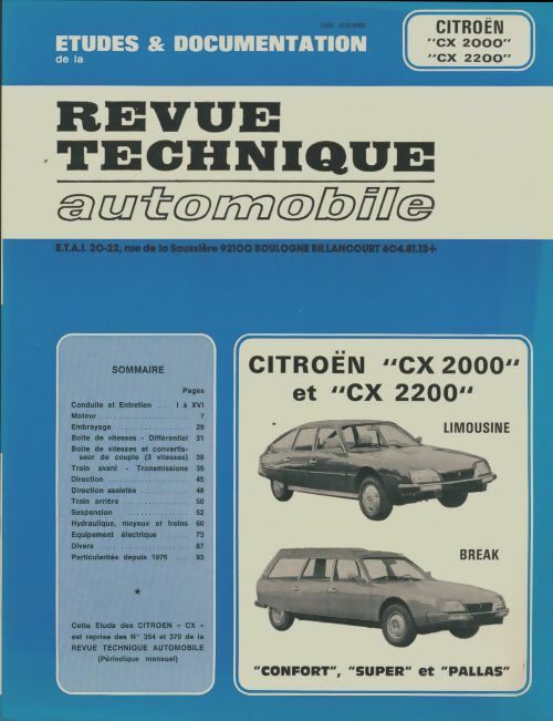 Livrenpoche : Citreön CX2000 et CX2200 - Collectif - Livre