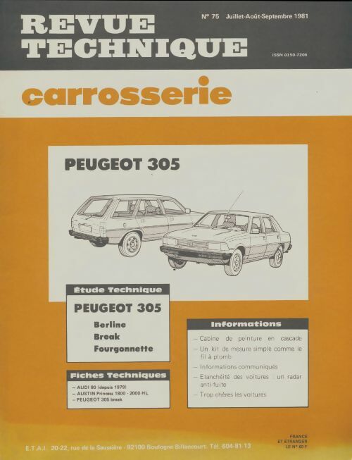 Livrenpoche : Revue technique automobile n°75 : Carrosseriez Peugeot 305 - Collectif - Livre