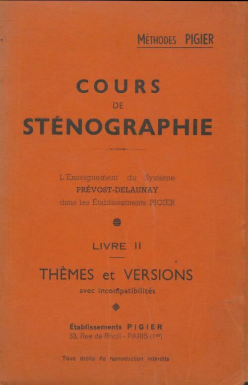 Livrenpoche : Cours de sténographie Lirves II : Thèmes et versions - Collectif - Livre