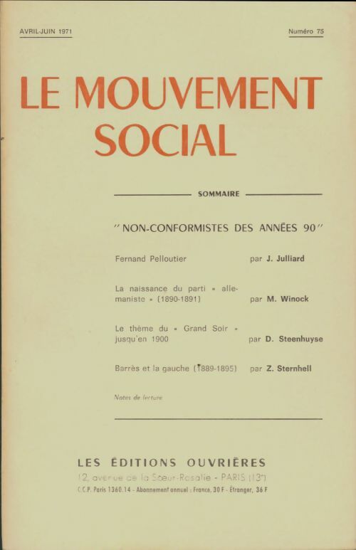 Livrenpoche : Le mouvement social n°75 - Collectif - Livre