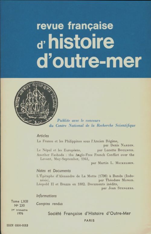 Livrenpoche : Revue française d'histoire d'outre-mer n°230 - Collectif - Livre