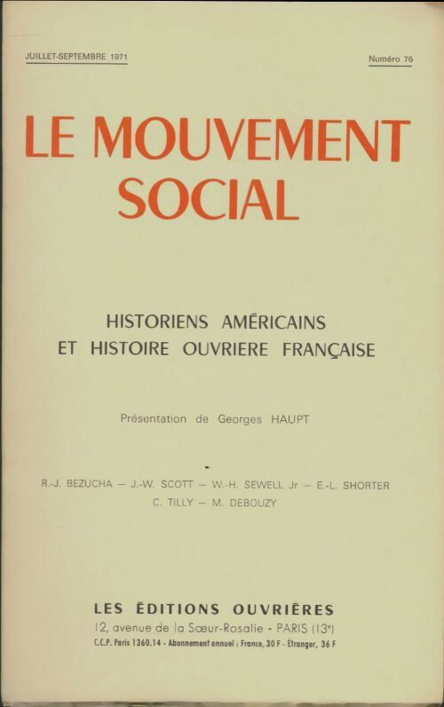 Livrenpoche : Le mouvement social n°76 - Collectif - Livre