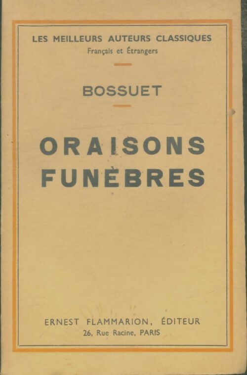 Livrenpoche : Oraisons funèbres - Jacques-Bénigne Bossuet - Livre