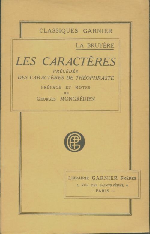 Livrenpoche : Les caractères / Les caractères de Théophraste - Jean De la Bruyère - Livre
