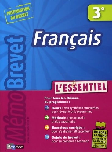 Livrenpoche : MEMOBREVET ESSENTIEL français - Jeanine Borrel - Livre