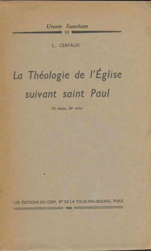 Livrenpoche : La théologie de l'église suivant Saint Paul - Mgr L. Cerfaux - Livre