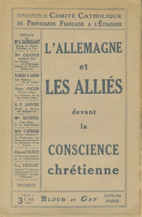 Livrenpoche : L'Allemagne et les alliés devant la conscience chrétienne - Collectif - Livre