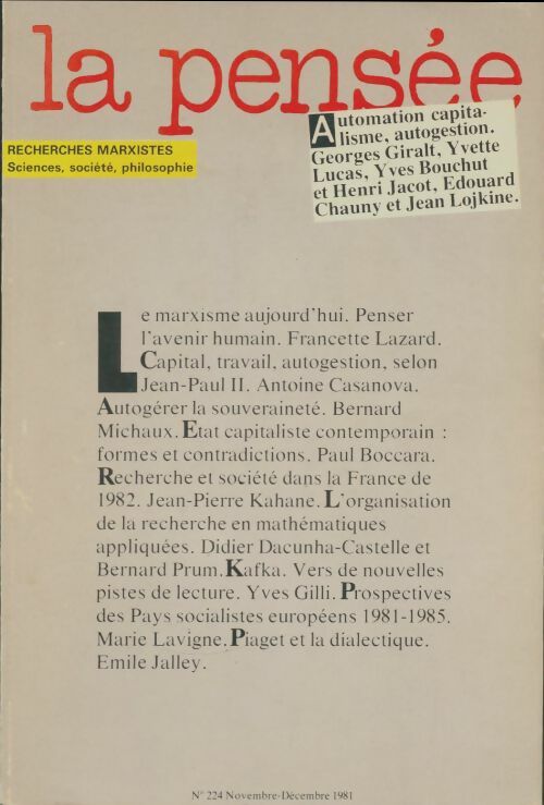 Livrenpoche : La pensée n°224 - Collectif - Livre