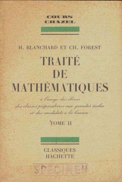 Livrenpoche : Traité de mathématiques Tome II - H Blanchard - Livre