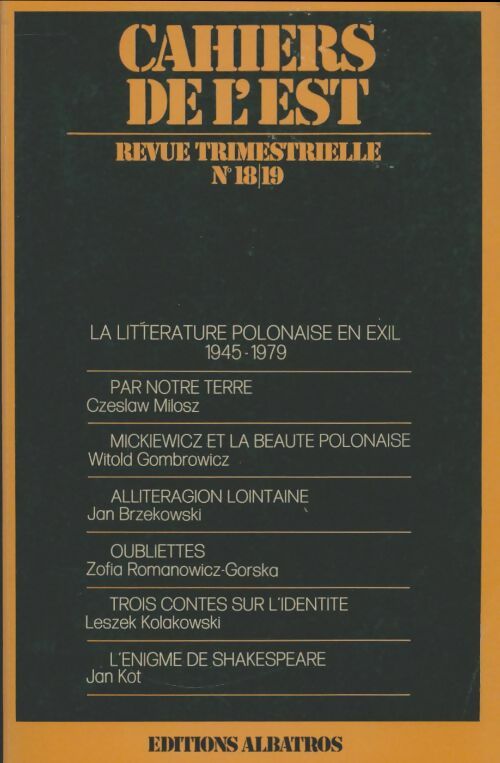 Livrenpoche : Cahiers de l'est n°18-19 - Collectif - Livre
