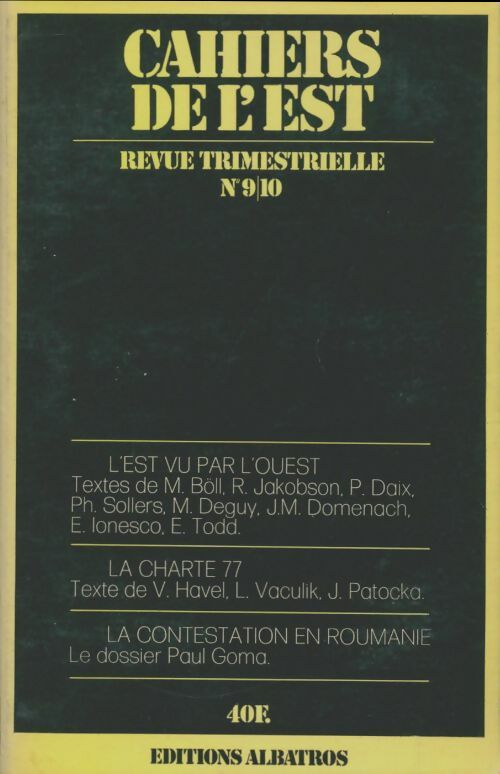 Livrenpoche : Cahiers de l'est n°9-10 - Collectif - Livre