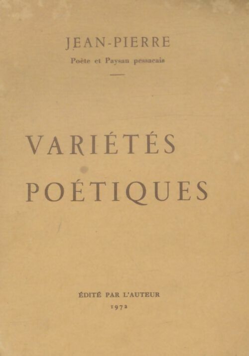 Livrenpoche : Variétés poétiques - Jean-Pierre - Livre