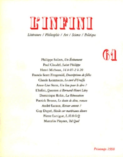 Livrenpoche : L'Infini numéro 61 - Collectif - Livre