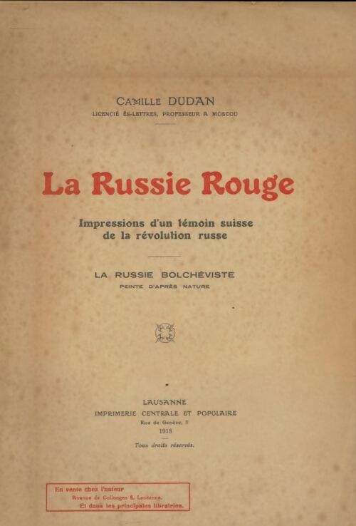 Livrenpoche : La Russie rouge - Camille Dudan - Livre