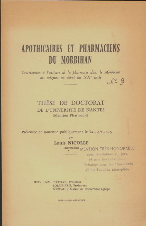 Livrenpoche : Apothicaires et pharmaciens du Morbihan - Louis Nicolle - Livre