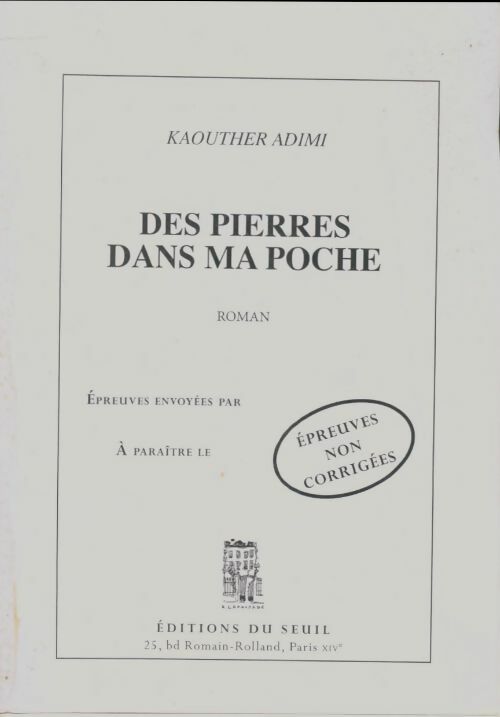 Livrenpoche : Des pierres dans ma poche - Kaouther Adimi - Livre