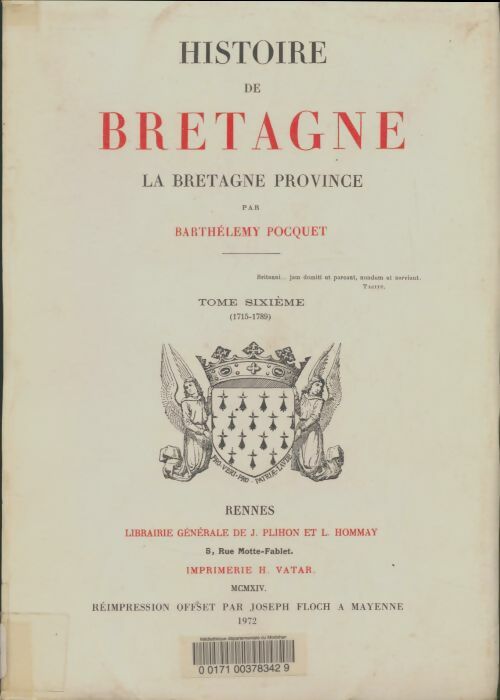 Livrenpoche : Histoire de Bretagne Tome VI - Arthur Le Moyne De La Borderie - Livre