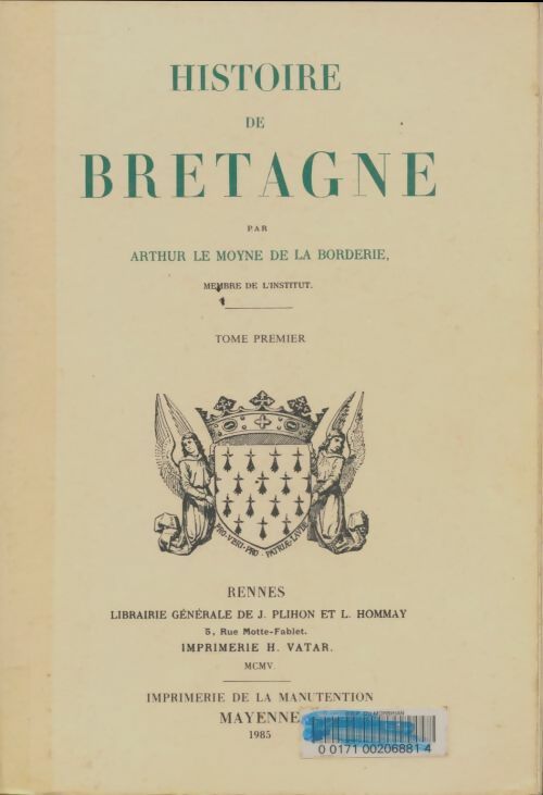 Livrenpoche : Histoire de Bretagne Tome I - Arthur Le Moyne De La Borderie - Livre