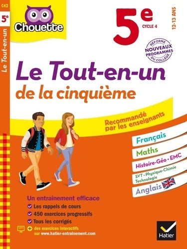 Livrenpoche : Chouette Le Tout en un 5e : Cahier d'entraînement et de révision dans toutes les matières - Pascal Bihouée - Livre