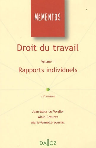 Livrenpoche : Droit du travail : Volume II : Rapports individuels - Jean-Maurice Verdier - Livre