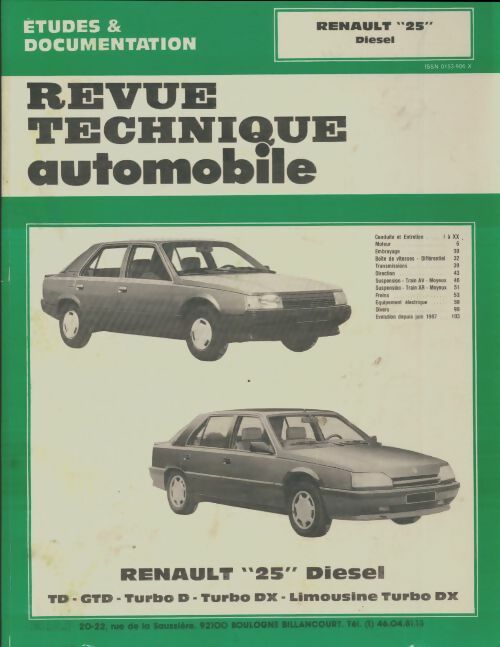 Renault 25 diesel - Collectif -  Revue technique automobile - Livre
