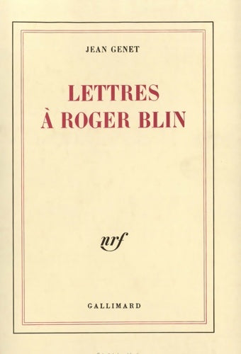 Livrenpoche : Lettres à Roger Blin - Jean Genet - Livre