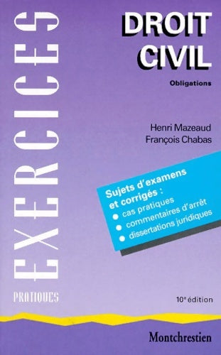 Livrenpoche : Droit civil Tome II ; Obligations 10e édition - Henri Mazeaud - Livre