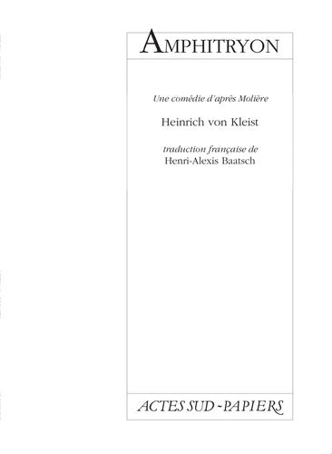 Livrenpoche : Amphitryon d'après Molière - Heinrich Von Kleist - Livre