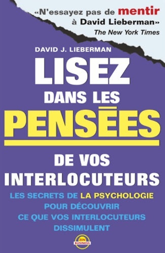 Livrenpoche : Lisez dans les Pensées de vos interlocuteurs - David J. Lieberman - Livre