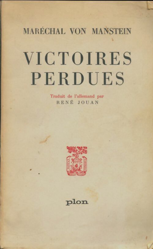 Livrenpoche : Victoires perdues - Maréchal Von Manstein - Livre