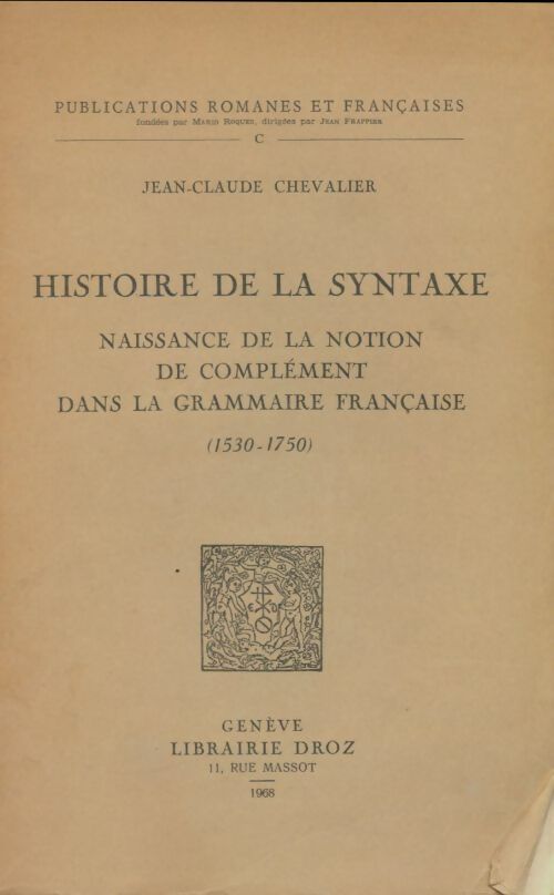 Livrenpoche : Histoire de la syntaxe - Jean-Claude Chevalier - Livre