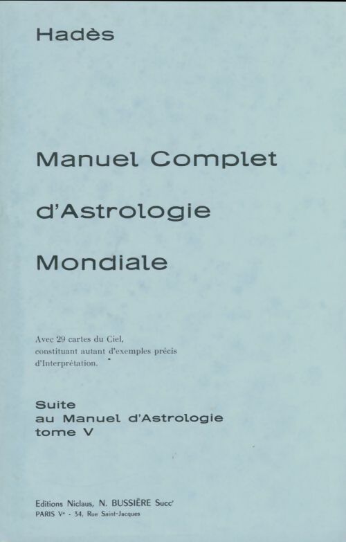 Livrenpoche : Manuel complet d'astrologie mondiale Tome V - Hadès - Livre