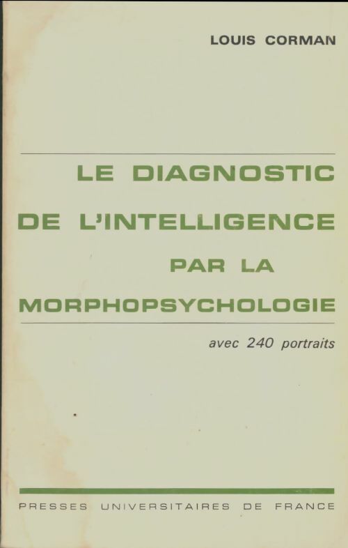 Livrenpoche : Le diagnostique de l'intelligence par la morphopsychologie - Louis Corman - Livre