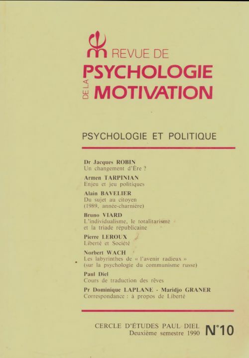 Livrenpoche : Revue de psychologie de la motivation n°10 - Collectif - Livre